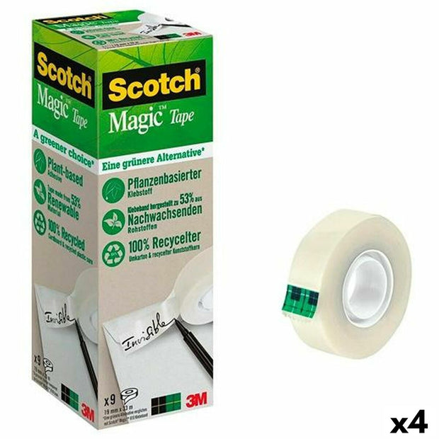 Ensemble de Rubans Adhésifs Scotch Magic Transparent 19 mm x 33 m (4 Unités)