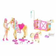 Ensemble de jouets Barbie Toilettage des Chevaux Plastique