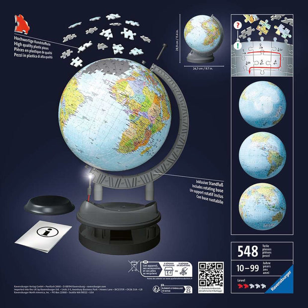 Puzzle 3D Ravensburger 11549 Globe terrestre Lumière