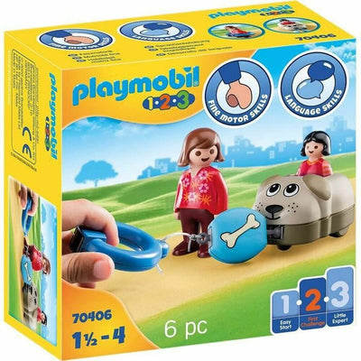 Playset Playmobil 1.2.3 Chien Enfants 70406 (6 pcs)