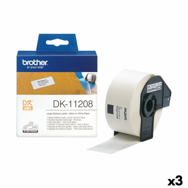 Etiquettes pour Imprimante Brother DK-11208 38 X 90 mm Blanc/Noir (3 Unités)