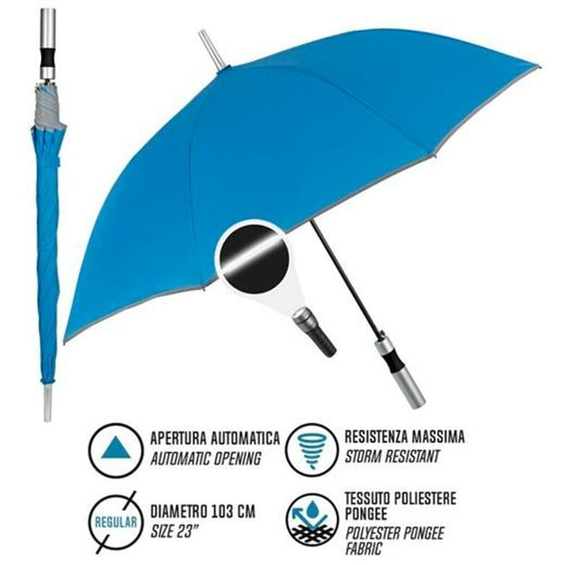 Parapluie Perletti 23" Avec bordure Réfléchissant Bleu Polyester 103 cm