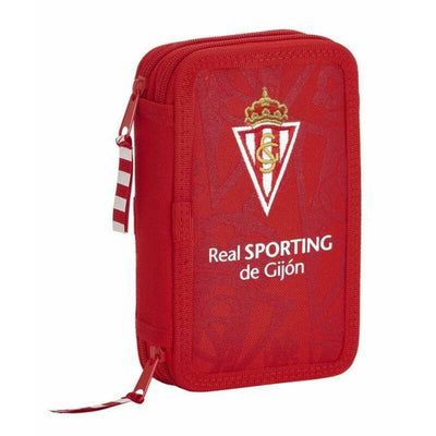 Pochette crayons Double Real Sporting de Gijón Rouge (28 pcs)
