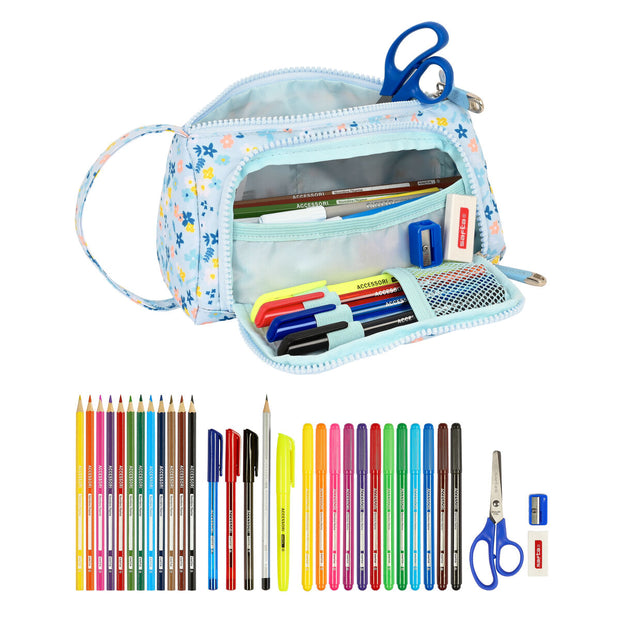 Trousse Scolaire avec Accessoires Moos Lovely Bleu clair (32 Pièces)