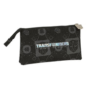 Trousse Fourre-Tout Triple Transformers Noir 22 x 12 x 3 cm