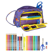 Trousse Scolaire avec Accessoires SuperThings Guardians of Kazoom Violet Jaune (32 Pièces)