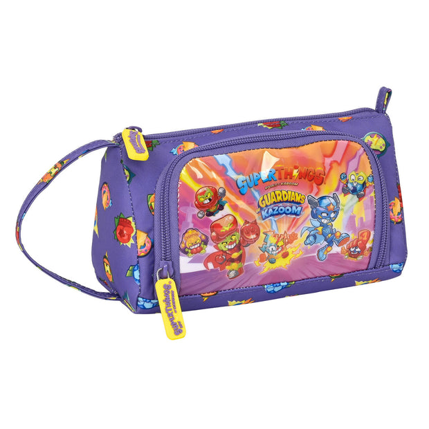 Trousse Scolaire avec Accessoires SuperThings Guardians of Kazoom Violet Jaune (32 Pièces)