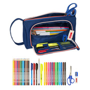 Trousse Scolaire avec Accessoires Kelme Navy blue Orange Blue marine (20 x 11 x 8.5 cm) (32 Pièces)