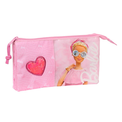 Trousse Fourre-Tout Triple Barbie Girl Rose (22 x 12 x 3 cm)