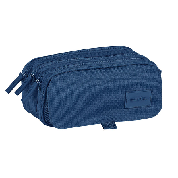 Trousse Fourre-Tout Triple Safta 21,5 x 10 x 8 cm Blue marine