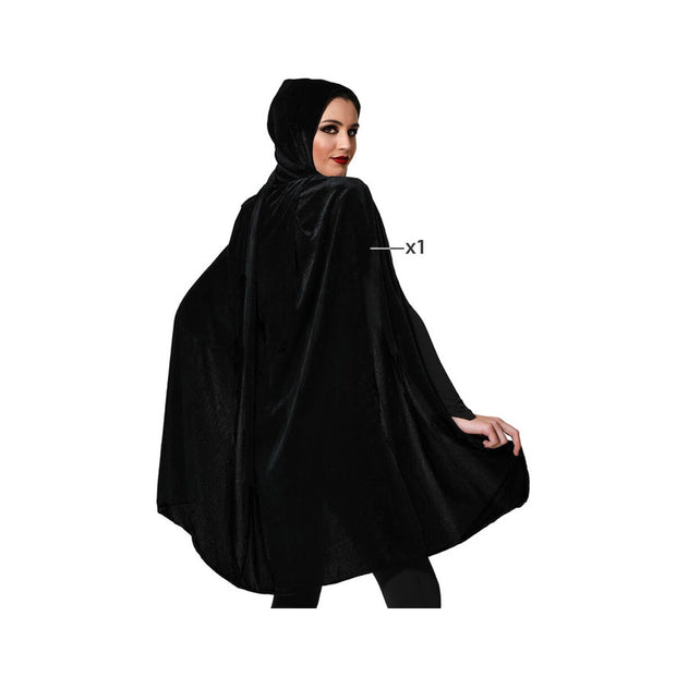 Cape Noir Velours 100 cm Avec capuche