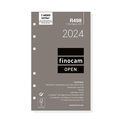 Recharge pour agenda Finocam Open R498 2024 Blanc 9,1 x 15,2 cm