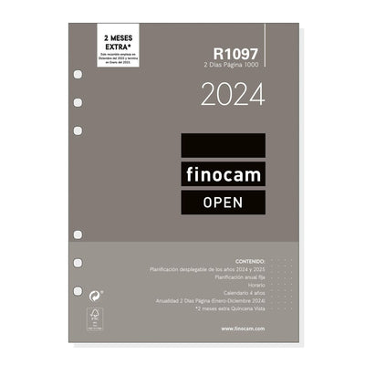 Recharge pour agenda Finocam Open R1097 2024 Blanc 15,5 x 21,5 cm