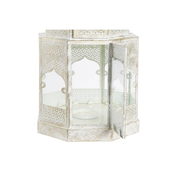 Lanterne DKD Home Decor 2 Pièces 2 Unités Verre Doré Métal Blanc Arabe (30 x 30 x 71 cm)