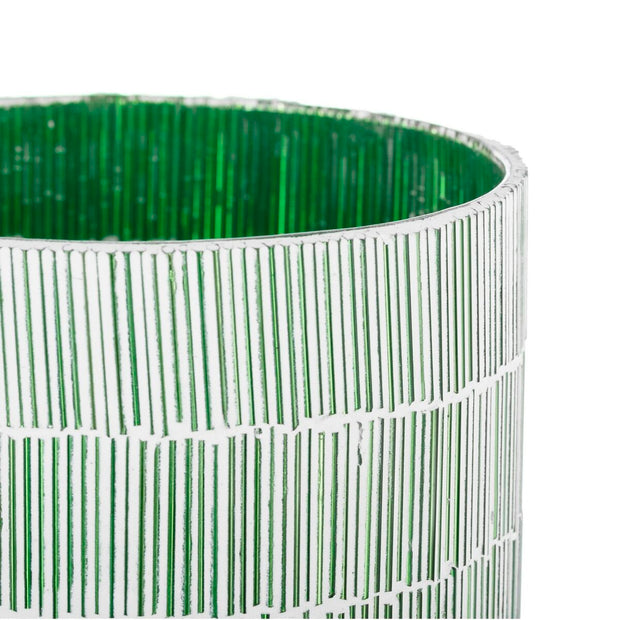 Bougeoir Vert Verre Ciment 13 x 13 x 20 cm