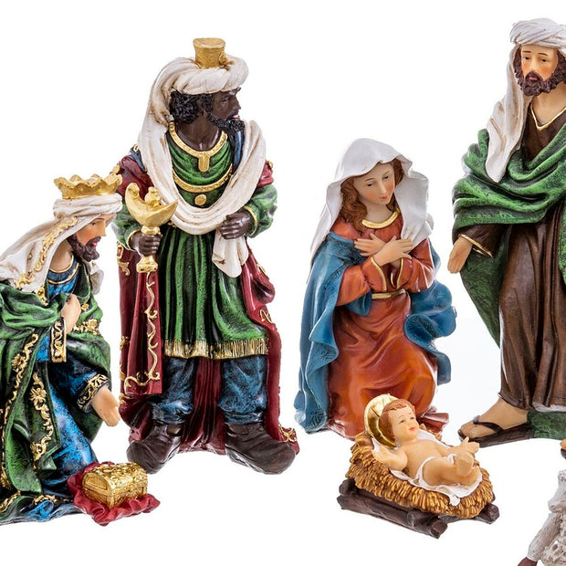 Décorations de Noël Naissance/Crèche Multicouleur Polyrésine 31,5 cm (9 Pièces)