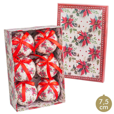 Boules de Noël Multicouleur Papier Polyfoam Fleur 7,5 x 7,5 x 7,5 cm (6 Unités)