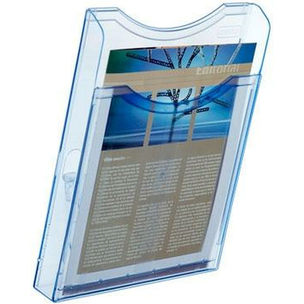 Présentoir de comptoir Archivo 2000 Archiplay Mural Din A4 Transparent Bleu Vertical 1 Compartiment