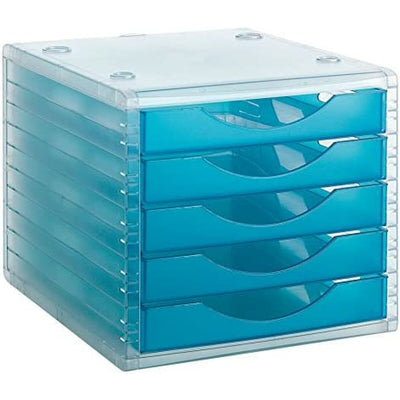 Classeur modulaire Archivo 2000 ArchivoTec Serie 4000 5 tiroirs Translucide Din A4 Bleu (34 x 27 x 26 cm)