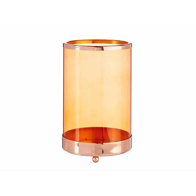 Bougeoir Cuivre Ambre Cylindre Métal verre (12,2 x 19,5 x 12,2 cm)