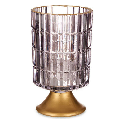 Lanterne à LED Métal Gris Doré verre (10,7 x 18 x 10,7 cm)