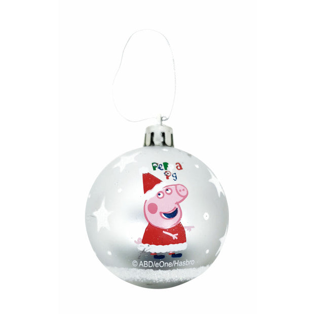 Boule de Noël Peppa Pig Cosy corner Argenté 6 Unités Plastique (Ø 8 cm)