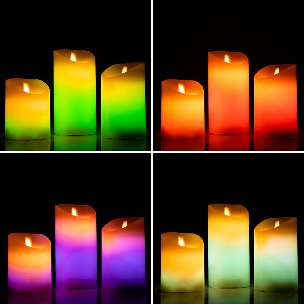 Bougies LED Multicolores Effet Flamme avec Télécommande Lendles InnovaGoods 3 Unités