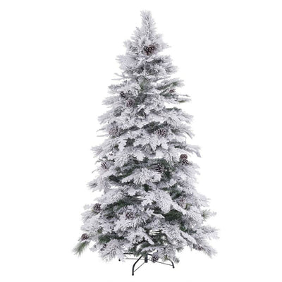 Sapin de Noël Blanc Vert PVC Métal Polyéthylène Enneigé 240 cm