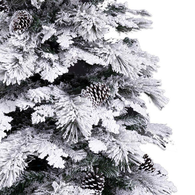 Sapin de Noël Blanc Vert PVC Métal Polyéthylène Enneigé 240 cm