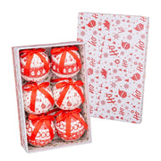 Boules de Noël HO-HO Blanc Rouge Papier Polyfoam 7,5 x 7,5 x 7,5 cm (6 Unités)