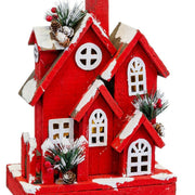 Décorations de Noël Rouge Bois Maison 24 x 13 x 33 cm