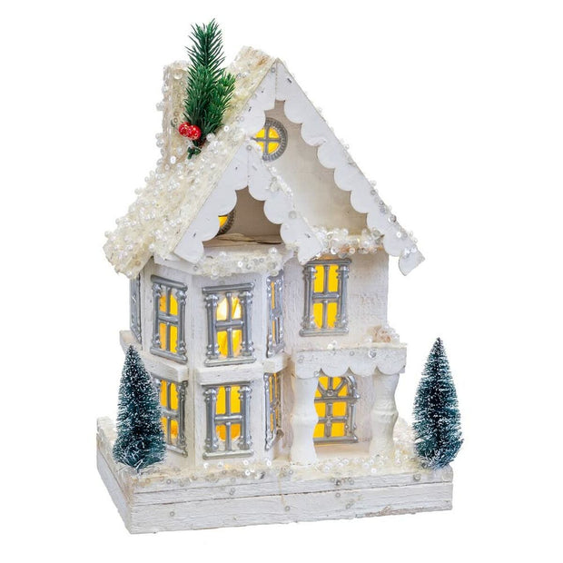 Décorations de Noël Blanc Bois Maison 23 x 14 x 32 cm