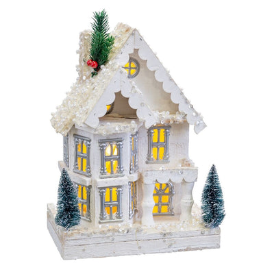 Décorations de Noël Blanc Bois Maison 23 x 14 x 32 cm