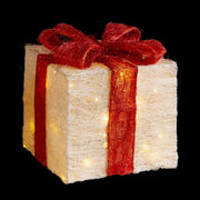 Décorations de Noël Blanc Rouge Métal Fibre Boîte Cadeau 25 x 25 x 31 cm (3 Unités)