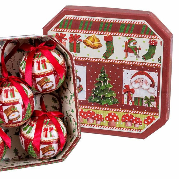 Boules de Noël Multicouleur Papier Polyfoam Père Noël 7,5 x 7,5 x 7,5 cm (5 Unités)