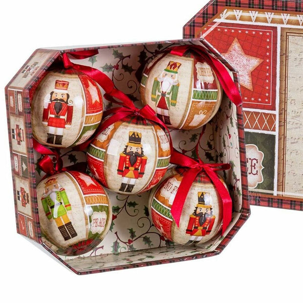 Boules de Noël Multicouleur Papier Polyfoam Casse-Noisette 7,5 x 7,5 x 7,5 cm (5 Unités)