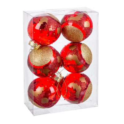 Boules de Noël Rouge Plastique 8 cm (6 Unités)