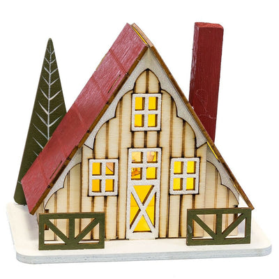 Décorations de Noël Multicouleur Bois Maison 14 x 9 x 14 cm