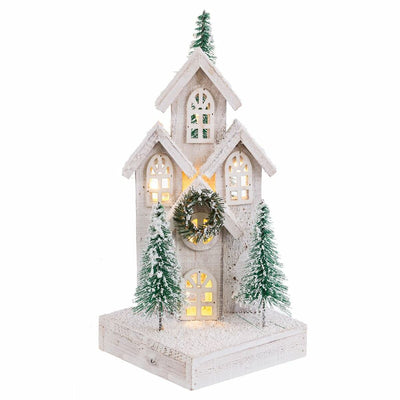 Décorations de Noël Blanc Vert Bois Plastique ville 16 x 16 x 38 cm