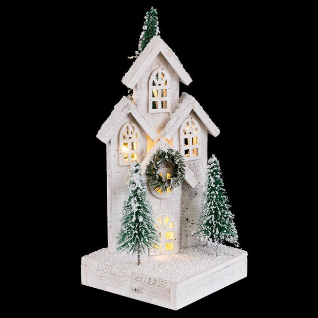 Décorations de Noël Blanc Vert Bois Plastique ville 16 x 16 x 38 cm