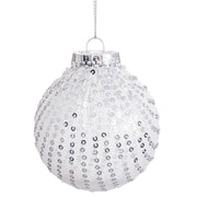 Boules de Noël Blanc Argenté Plastique Tissu Paillettes 10 x 10 x 10 cm (4 Unités)