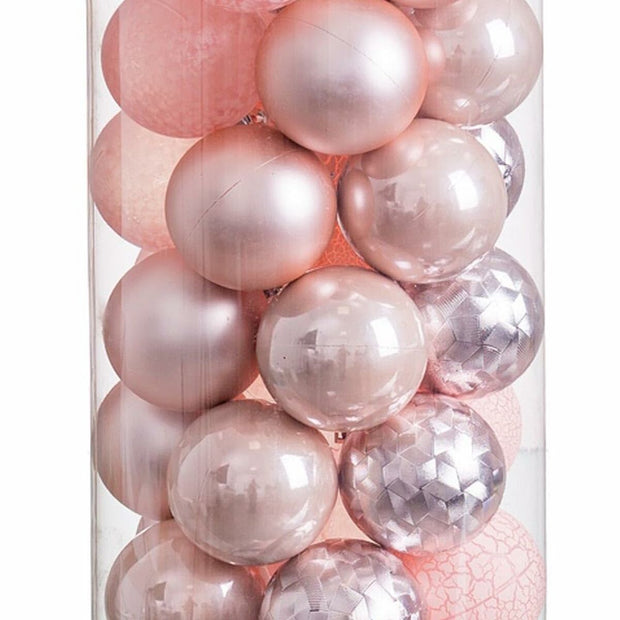 Boules de Noël Rose Plastique 6 x 6 x 6 cm (40 Unités)