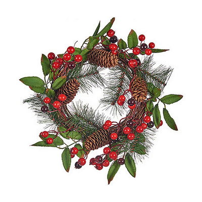 Couronne de Noël Rouge Marron Vert Plastique (30 x 10 x 30	 cm)