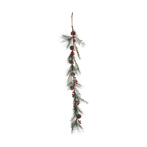 Guirlande de Noël Branche Rouge Marron Vert Plastique (14 x 14 x 140 cm)