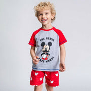 Pyjama D'Été Mickey Mouse Rouge Gris