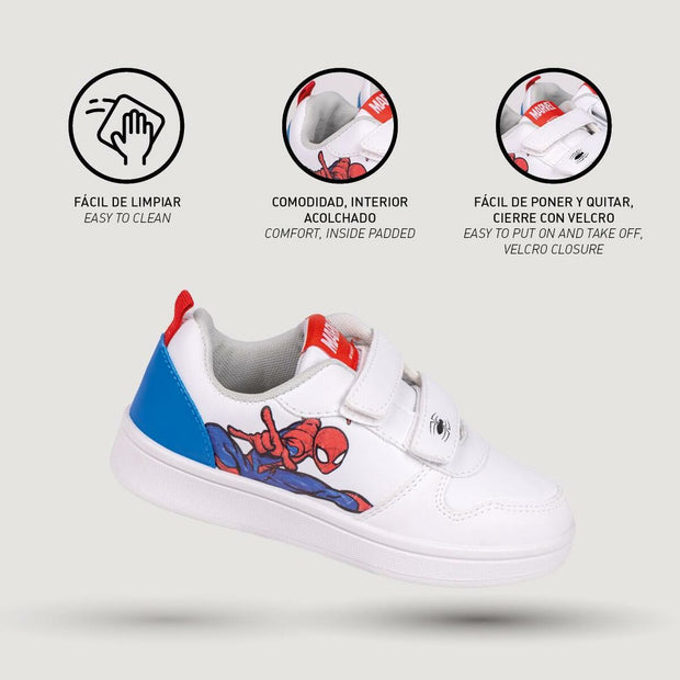 Chaussures de Sport pour Enfants Spiderman Velcro Blanc