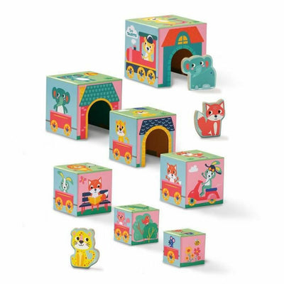 Playset SES Creative Block tower to stack with animal figurines 10 Pièces