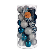 Lot de boules de Noël Argenté Bleu Plastique (Ø 6 cm) (6 Unités)