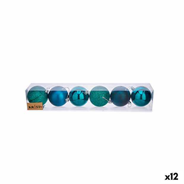 Lot de boules de Noël Bleu Plastique (Ø 7 cm) (12 Unités)