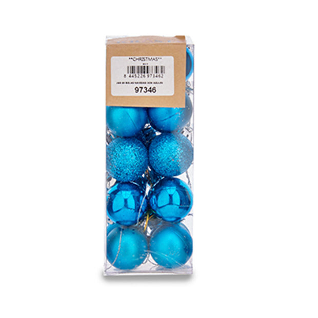 Lot de boules de Noël Ø 3 cm Bleu Plastique (12 Unités)